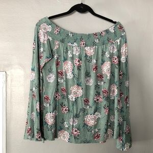 Ultra Flirt Womens Juniors Floral Off the Shoulder